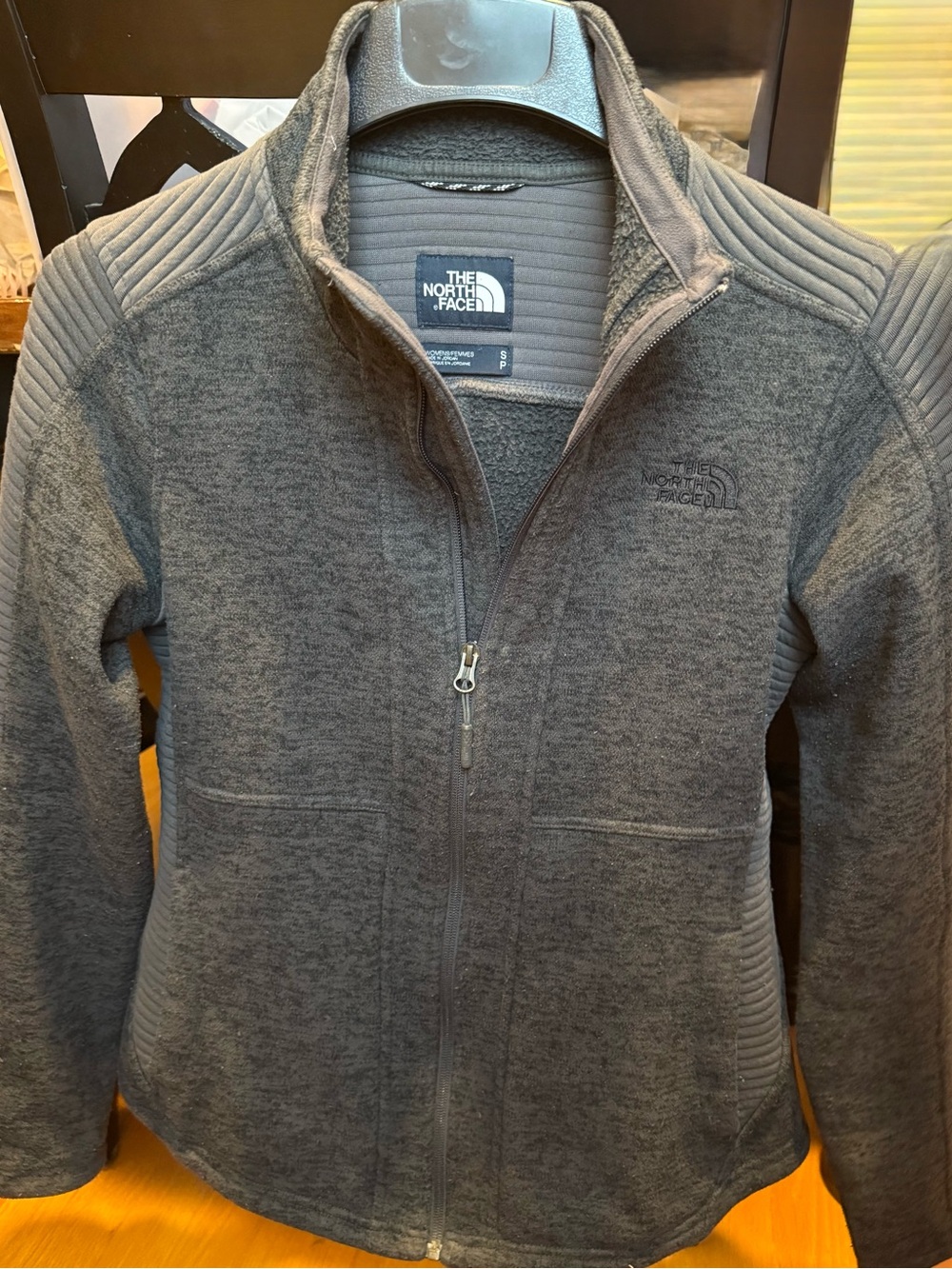 The North Face Charcoal Gray Hybrid Ribbed Fleece Full Zip Jacket - Size Small